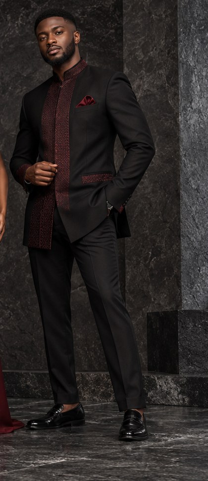 Black tailored formal ensemble shown as menswear design inspiration